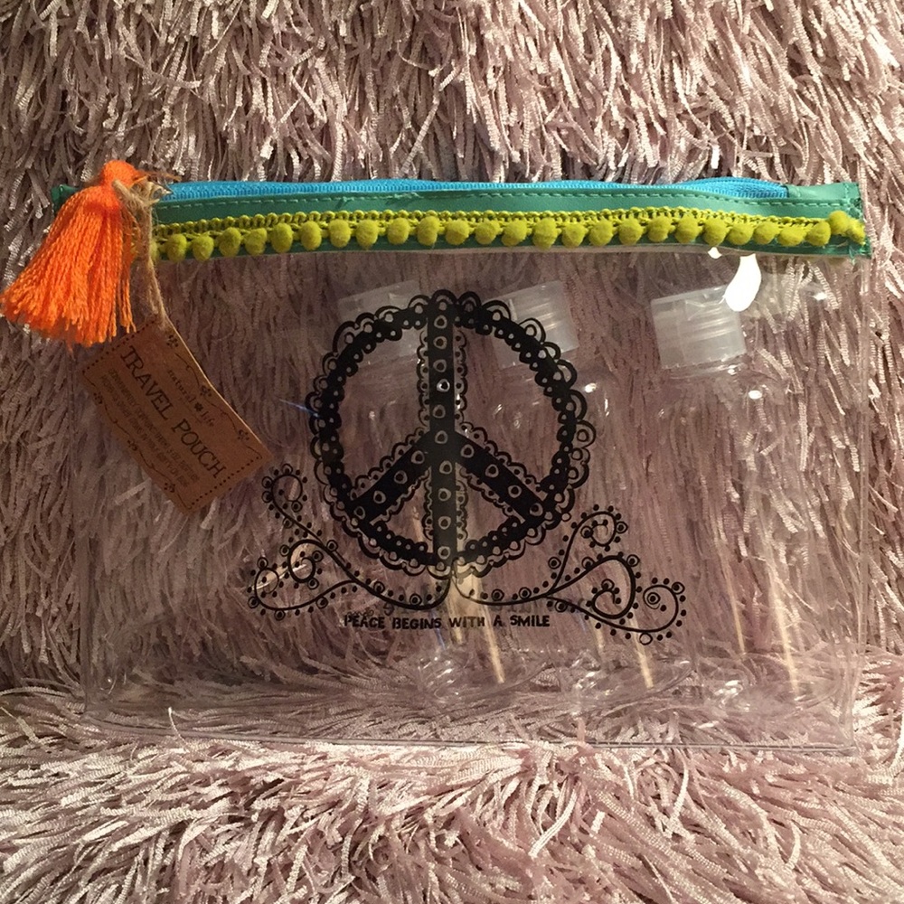 Natural Life Travel Cosmetic Bag Pom Fringe Tassel